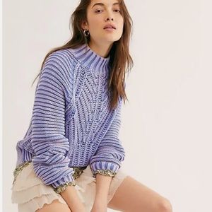 Free People Sweetheart Ribbed Sweater blue egret